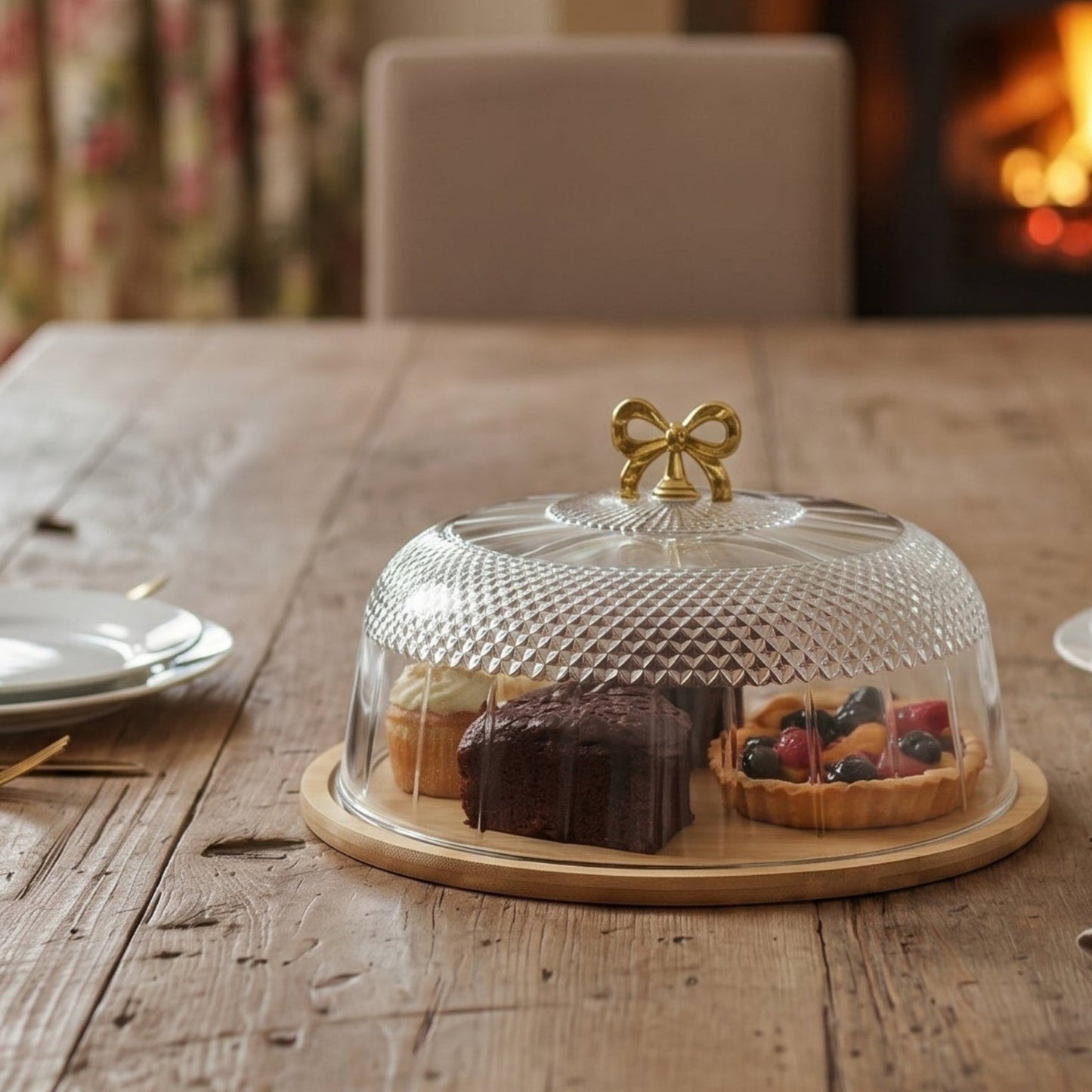 Crystal Dome Dessert Server with Tray