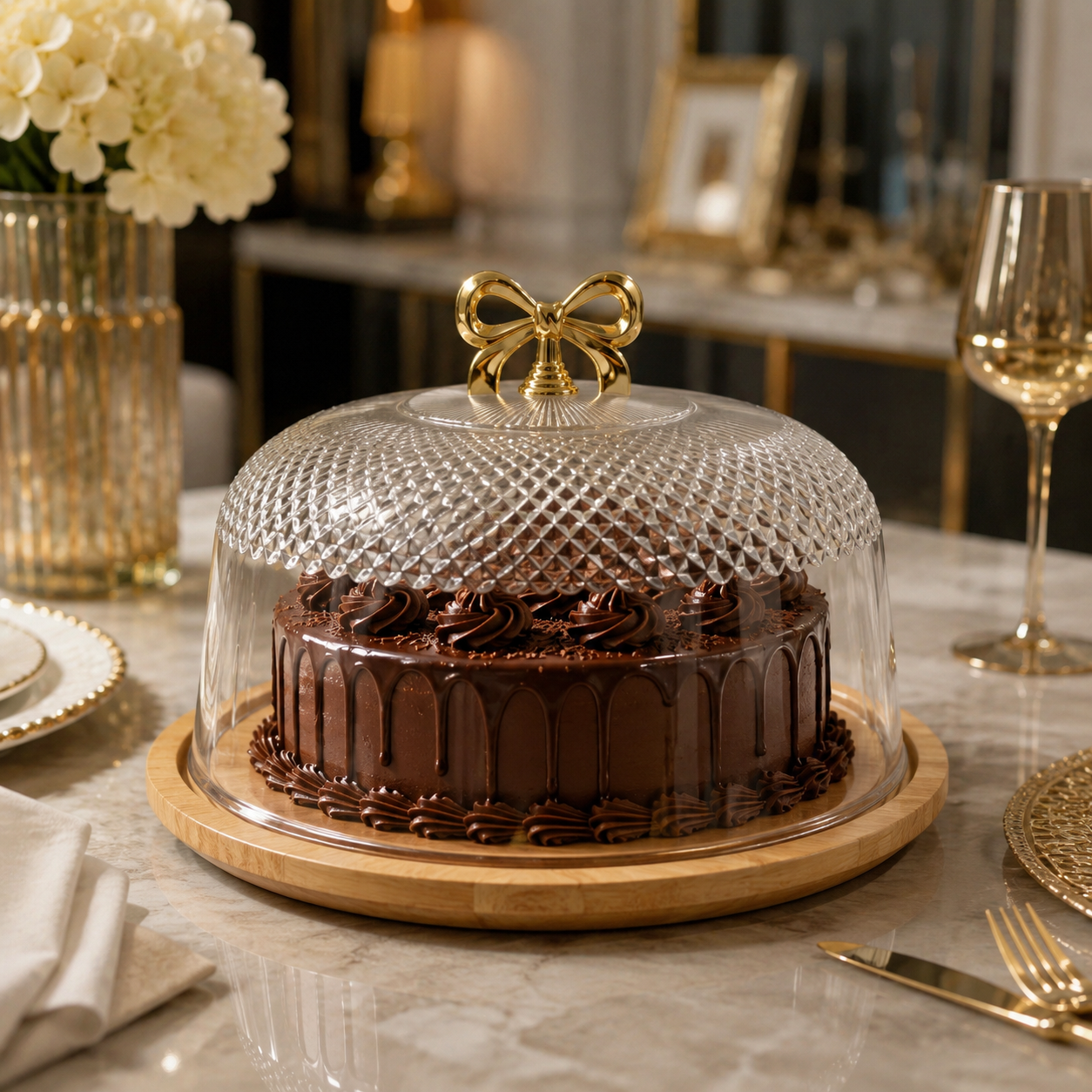 Crystal Dome Dessert Server with Tray